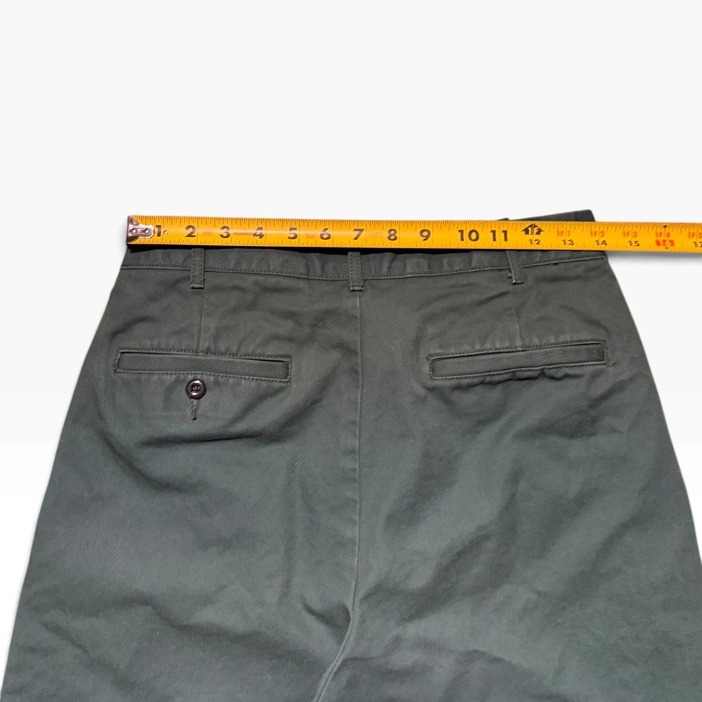 Wallace & Barnes Mens 29 Pleated Chino Pants Forest Green Vintage Style Cotton - Picture 4 of 5